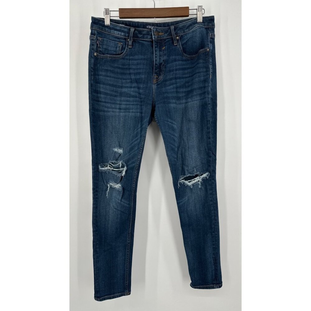 Vigoss Jeans Women W32 L29 Dark Wash Jagger Skinny Classic Fit Ripped